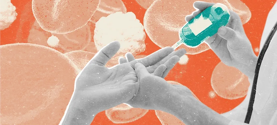 Finger stick to test for blood sugar