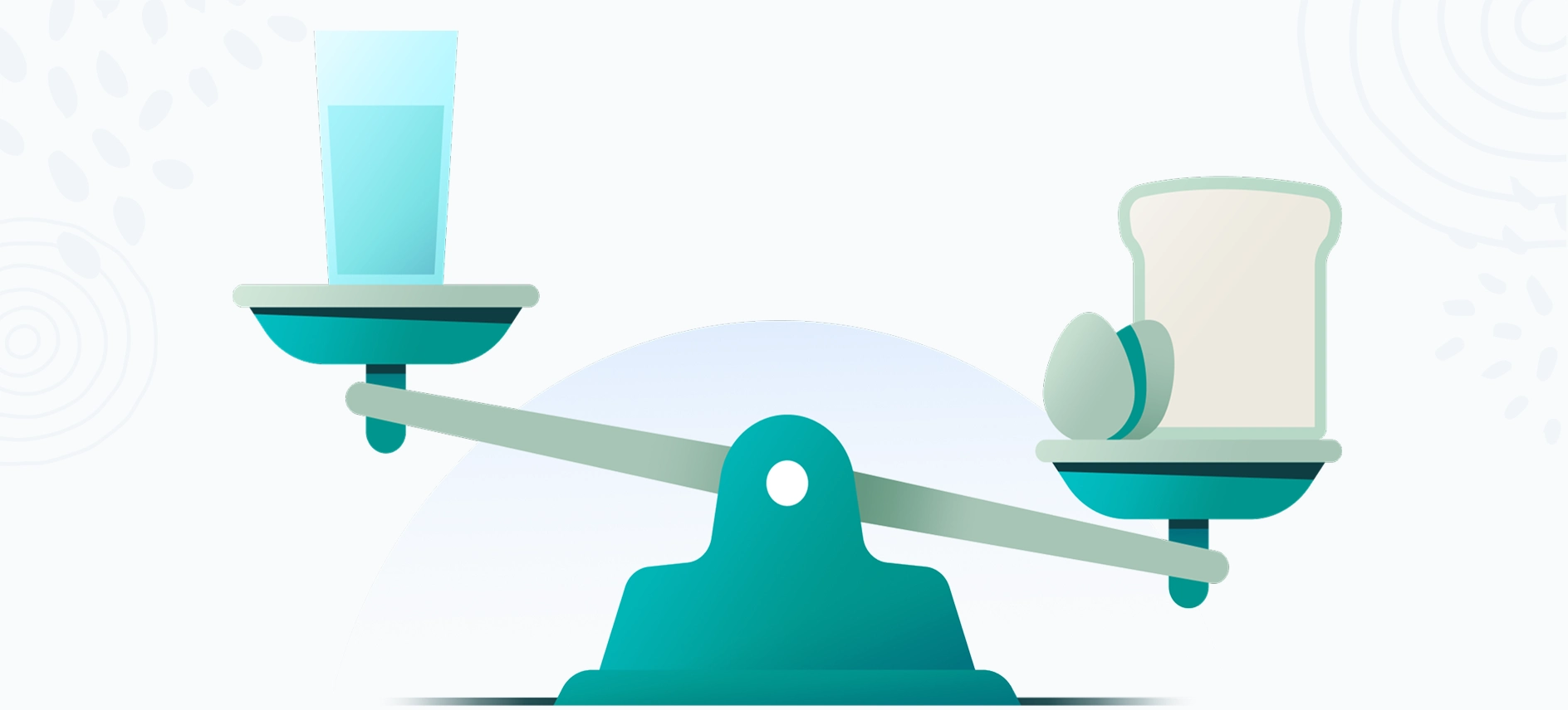 Illustration of a scale balancing food and water.