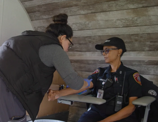 Person getting blood drawn