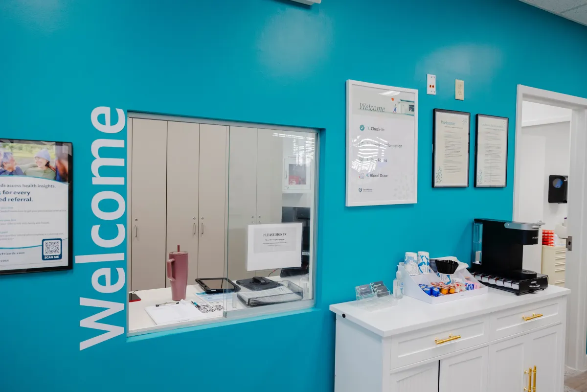 The welcome desk inside a Clinical Trial Center